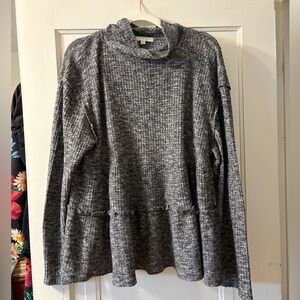 Anthropologie Cozy Grey Funnel Neck Women's Top